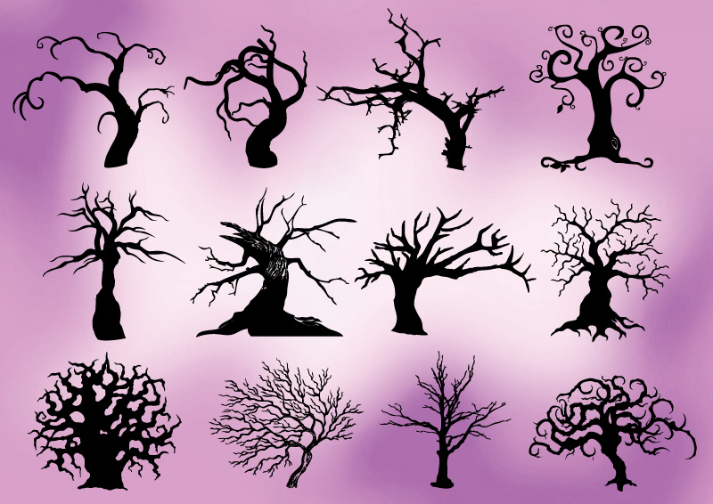 Creepy trees silhouettes - free vector download