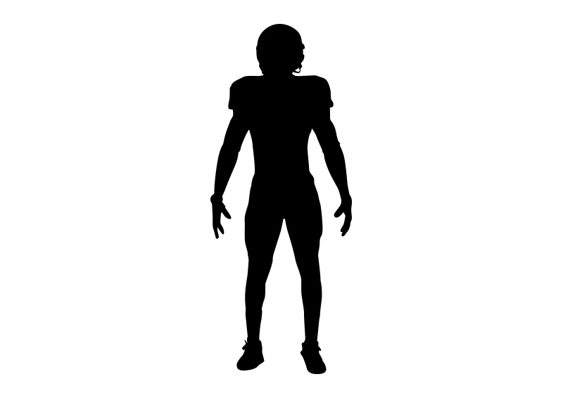 American Football Player Silhouette On White Background