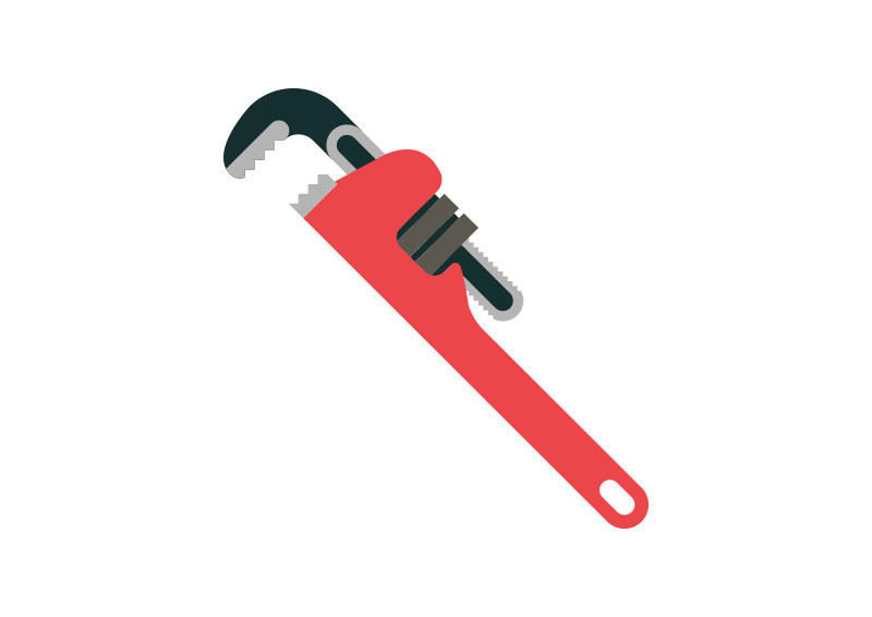 Pipe Wrench Flat Vector