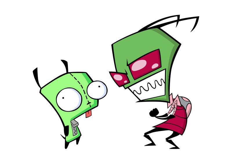 Zim and GIR From Invader Zim Series Free Vector.