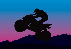 Four wheeler rider vector silhouette