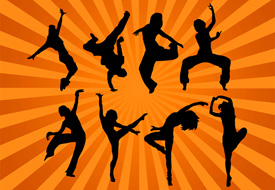 Modern dancing silhouettes free vector illustration