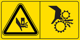 Hand damage danger - warning factory signs