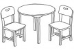 Line art chairs and table free vector illustration