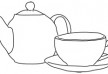 Line art tea-pot with cup free vector illustration