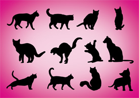 Cats silhouettes free vector illustration thumb
