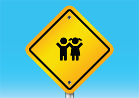 Kids warning sign vector illustration thumb