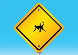 Monkey warning sign free vector illustration thumb