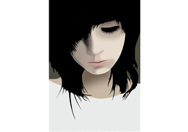 Emo Girl With Dark Hair Vector Portrait
