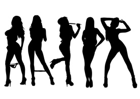 5 Sexy Girls Vector Silhouettes