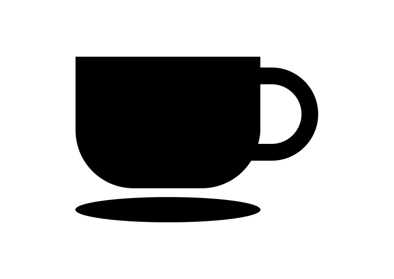 Black Flat Coffee Cup Vector Icon