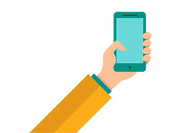 Hand Holding a Smartphone Flat Vector