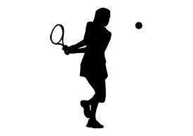 Girl Playing Tennis Black Silhouette On White Background