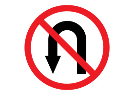 No Turning Vector Sign