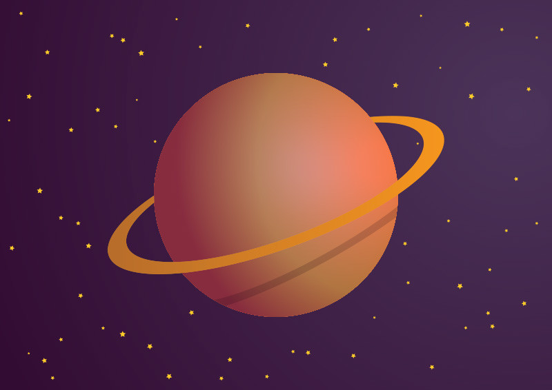 Planet With Ring Vector Illustration