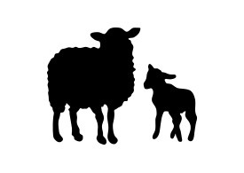 Sheep And Lamb Vector Silhouettes
