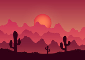 Desert Mountains Colorful Vector Landscape