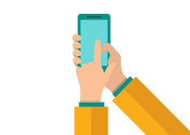 Hands Holding And Pointing On Smartphone Flat Vector