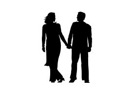 Happy Couple Holding Hands Silhouette