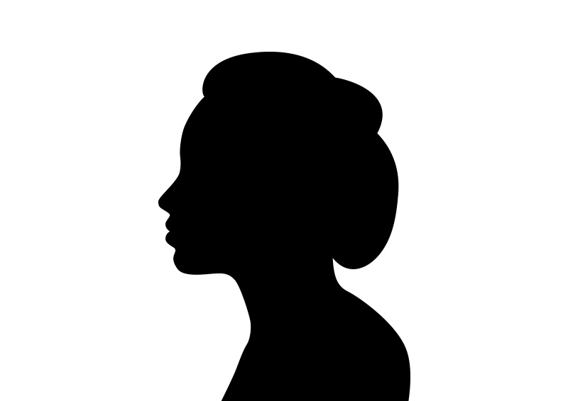 female head silhouette facing left