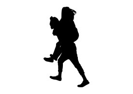 Silhouette Of Boy Carrying Girl On His Back