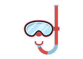 Diving Mask With Snorkel Flat Vector