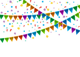 Party Flags With Confetti Vector Background