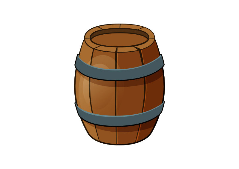 Cartoon Style Wooden Barrel Vector - SuperAwesomeVectors