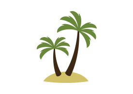 Palm Trees on Island Flat Style Vector