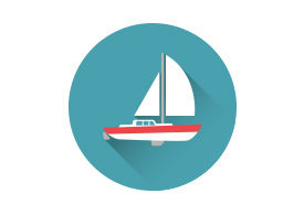 Sailing Yacht Flat Vector Icon