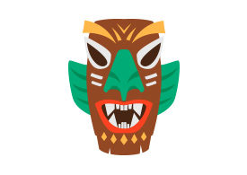 Wooden Tribal Mask Free Vector