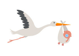 Stork With Baby Vector Illustration