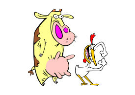 Cow and Chicken Free Vector