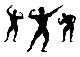 Silhouettes Of Bodybuilders Free Vector