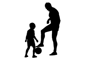 Father and Son Playing Soccer Vector Silhouette
