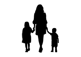Mother Walking With Kids Free Vector Silhouette