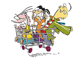 Ed, Edd n Eddy in Shopping Cart Free Vector