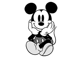 Mickey Mouse Black and White Free Vector