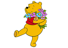 Winnie the Pooh With Flowers Free Vector