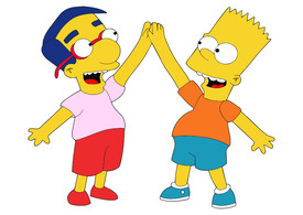 Bart and Milhouse High Five Free Vector
