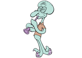 Squidward Tentacles Playing Clarinet Vector