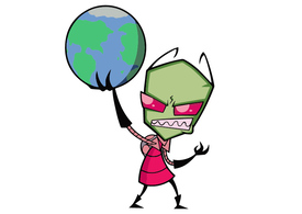 Invader Zim With a Globe Free Vector