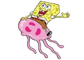 SpongeBob Riding a Jellyfish Vector
