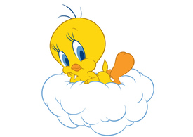 Tweety Bird on a Cloud Free Vector