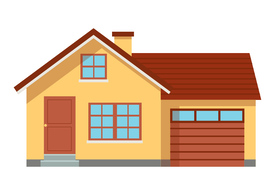 House With Garage Flat Vector