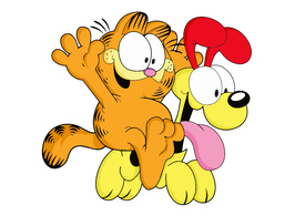 Garfield Riding Odie Free Vector